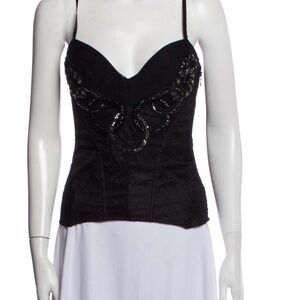 Elegant Black Embellished Women's Top